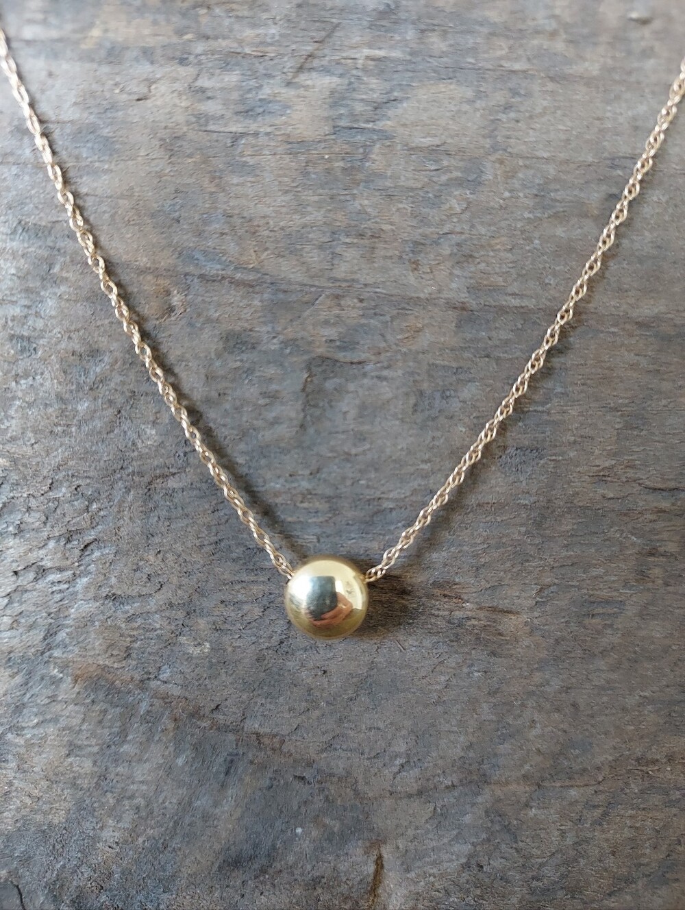 14 K Gold Plated Ball Pendant Necklace - Minimal Women's Jewelry